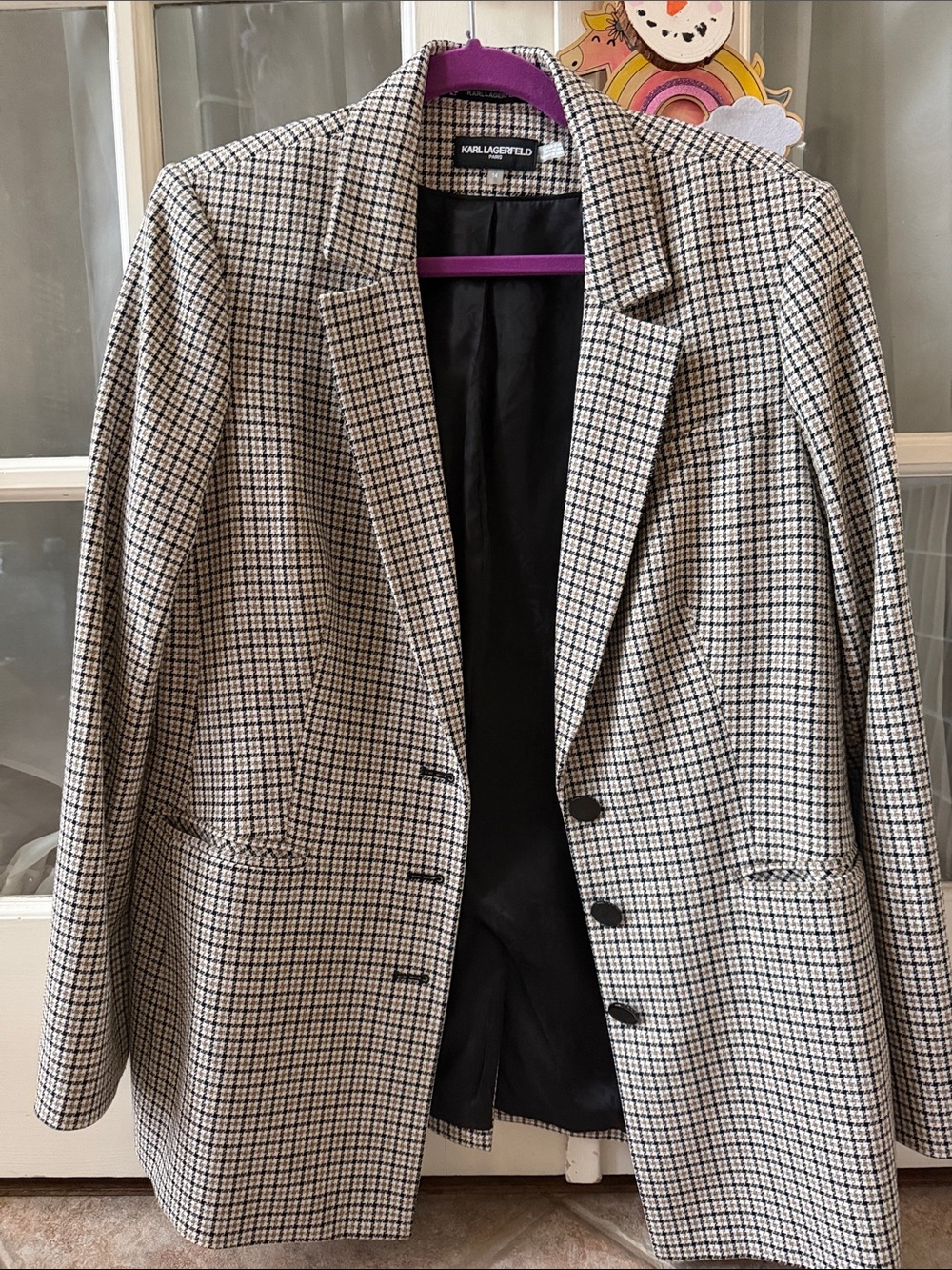 Karl Lagerfeld Black and White Check Blazer